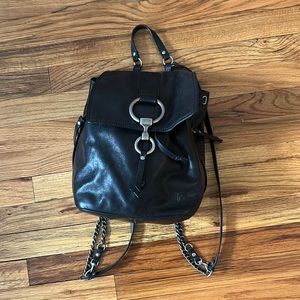 Gently used FRYE black leather backpack